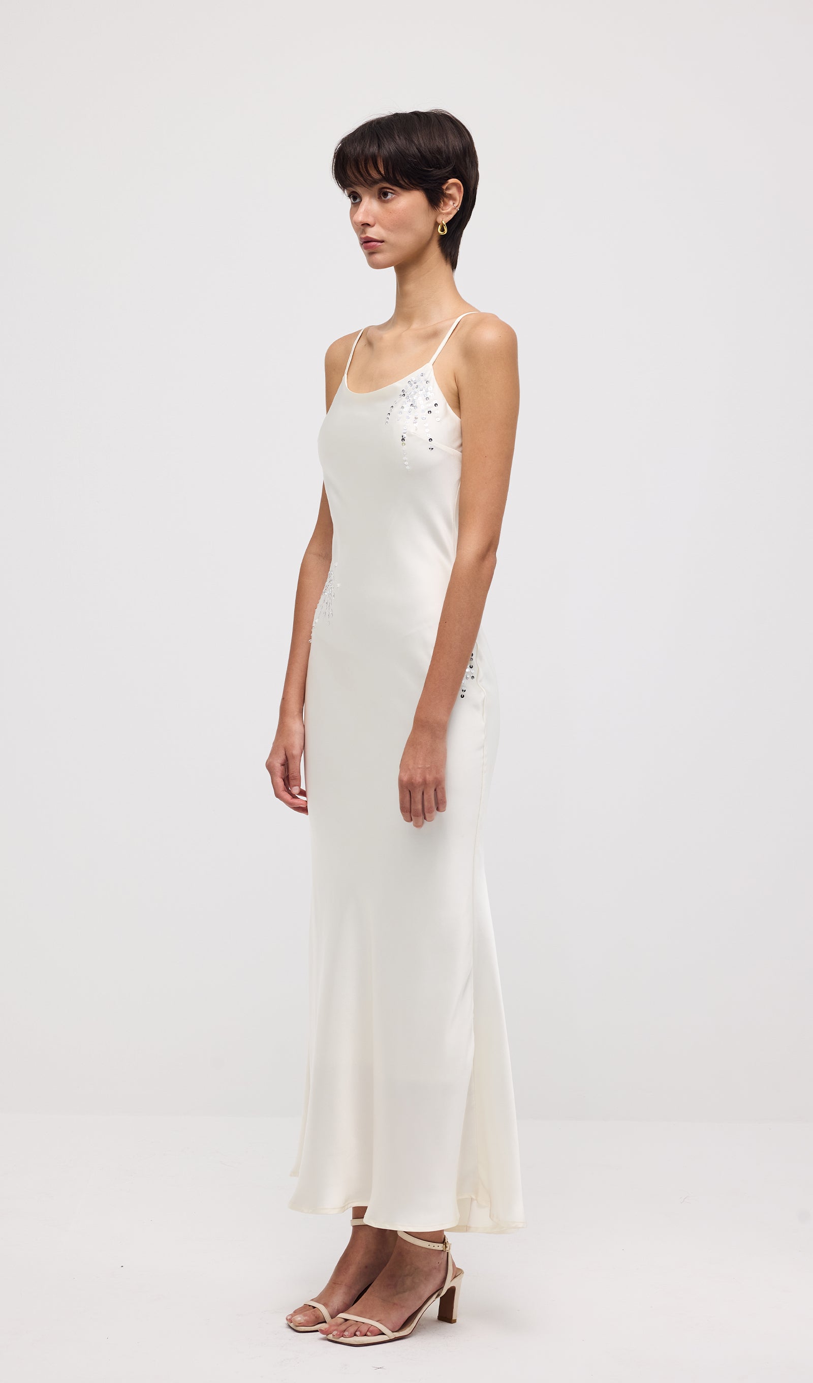 Solid Satin Sleeveless Maxi Dress