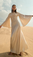 Metallic Elasticated Gathers Maxi Dress