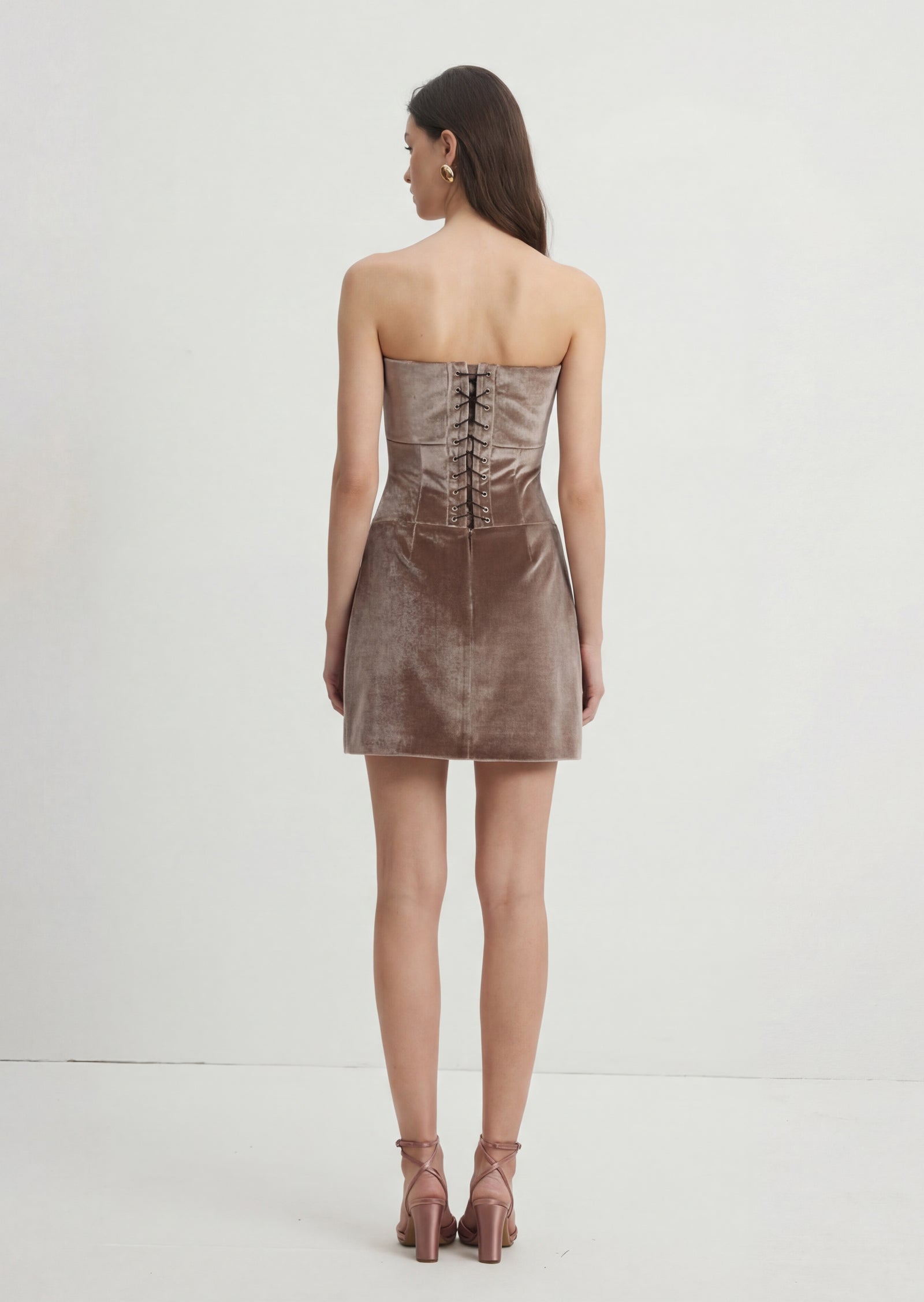 Strapless Velvet Mini Dress With Bow