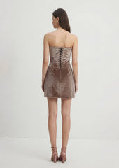 Strapless Velvet Mini Dress With Bow