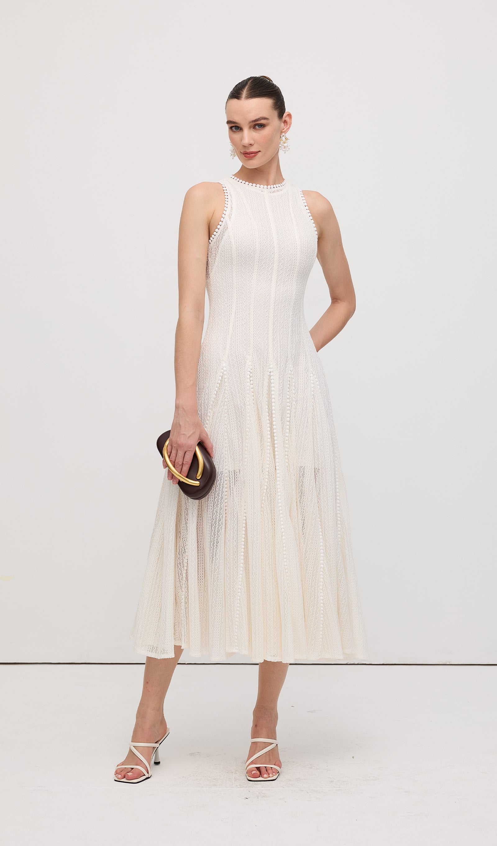 Semi Sheer Lace Sleeveless Maxi Dress