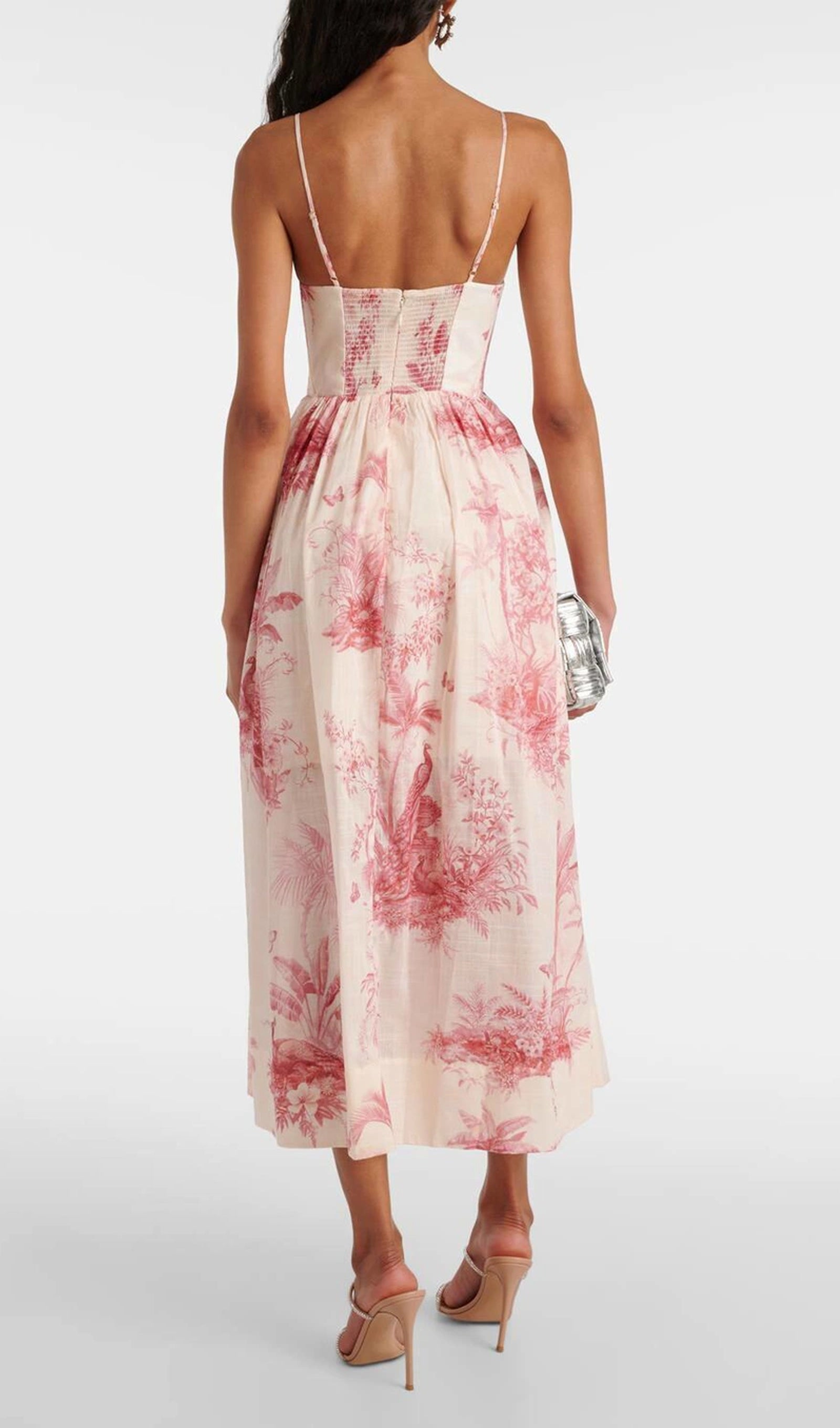 Printed Poplin Midi Corset Dress