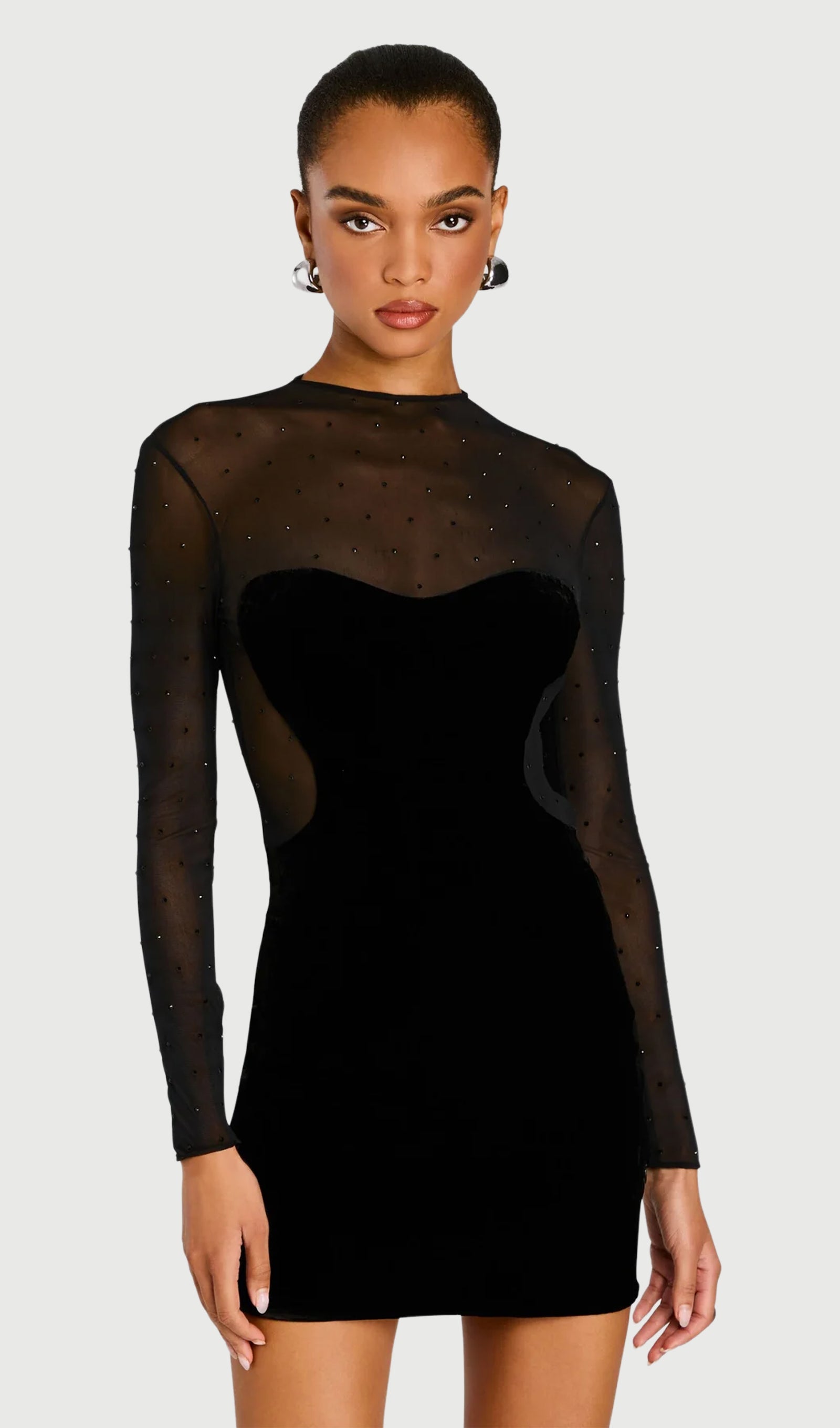 Mesh Patchwork Velvet Mini Dress