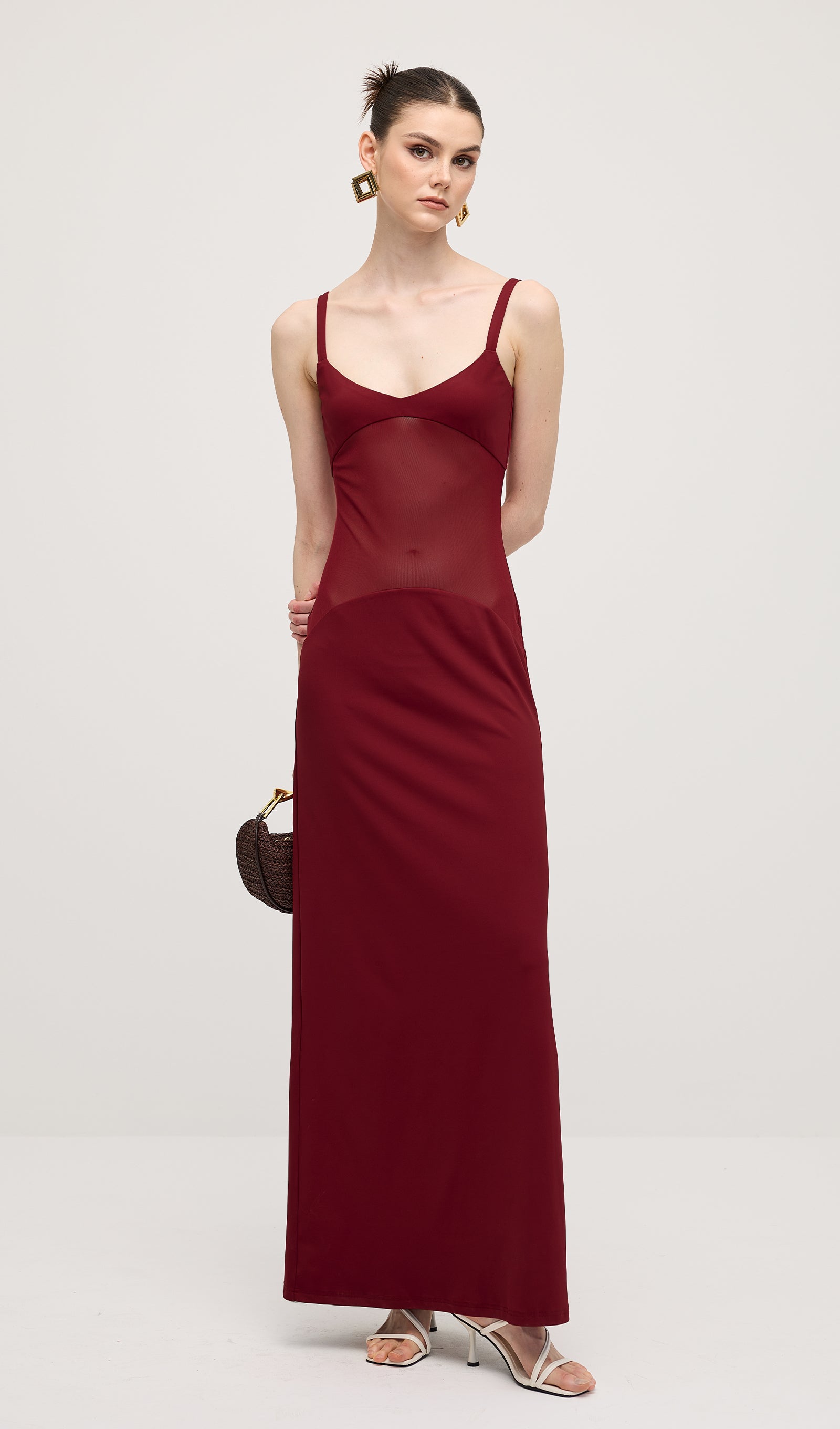 Red Sheer Knit Curve Maxi Dress