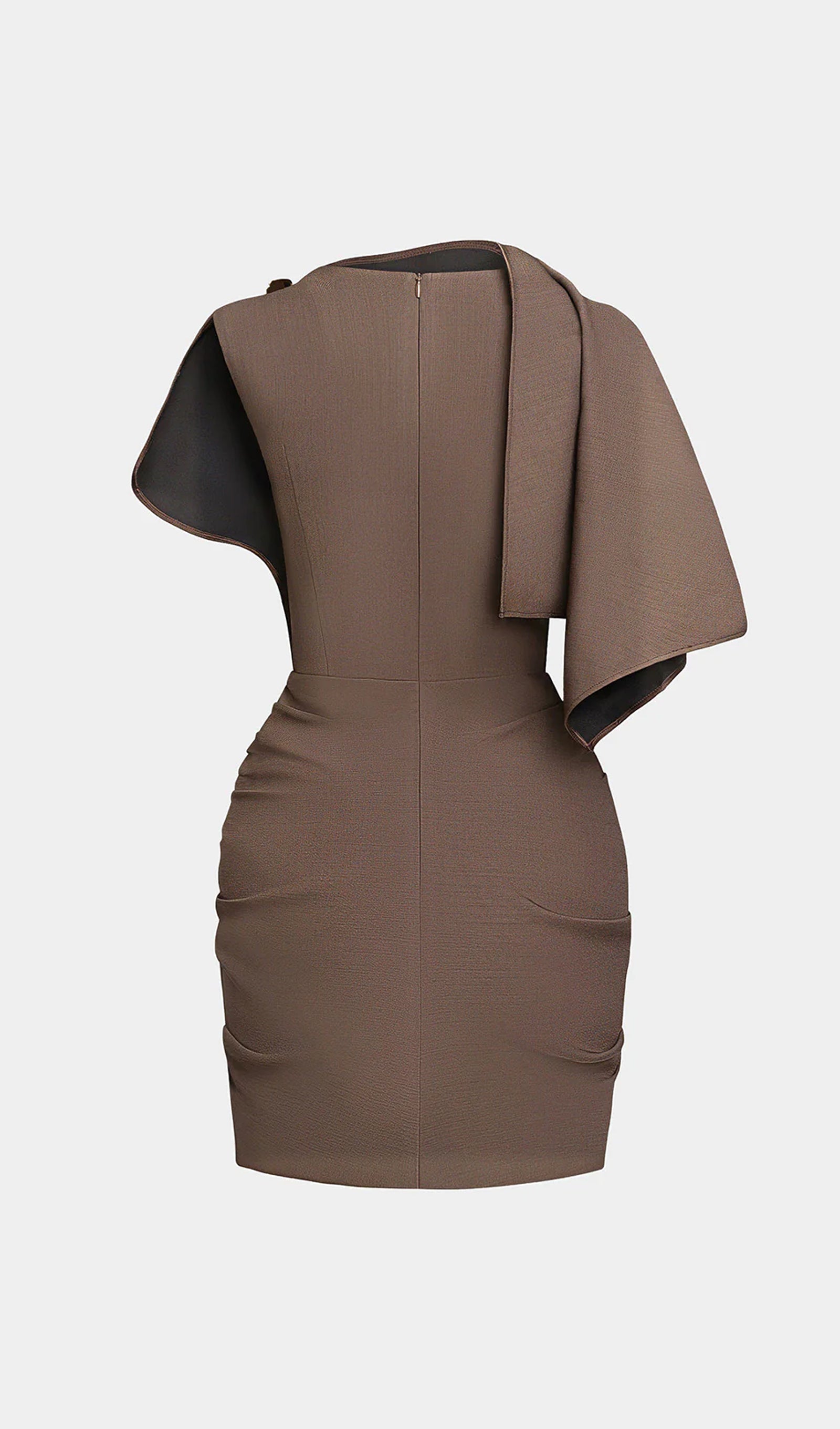 Metallic Ruched Asymmetrical Mini Dress