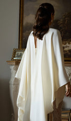 Mini Dress With Flowing Cape In Cream