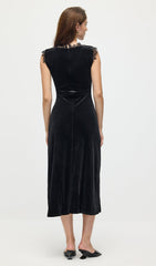 Lace Trimmed Velvet Midi Dress