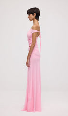 Mesh Top & Maxi Skirt In Pink