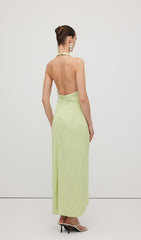 Solid Ribbed Halter Maxi Dress