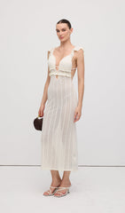 Ruffle Backless Knit Midi Dress