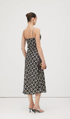 Black White Geometric Print Midi Dress