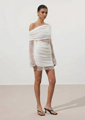 Lace Knit Mini Dress In Ivory
