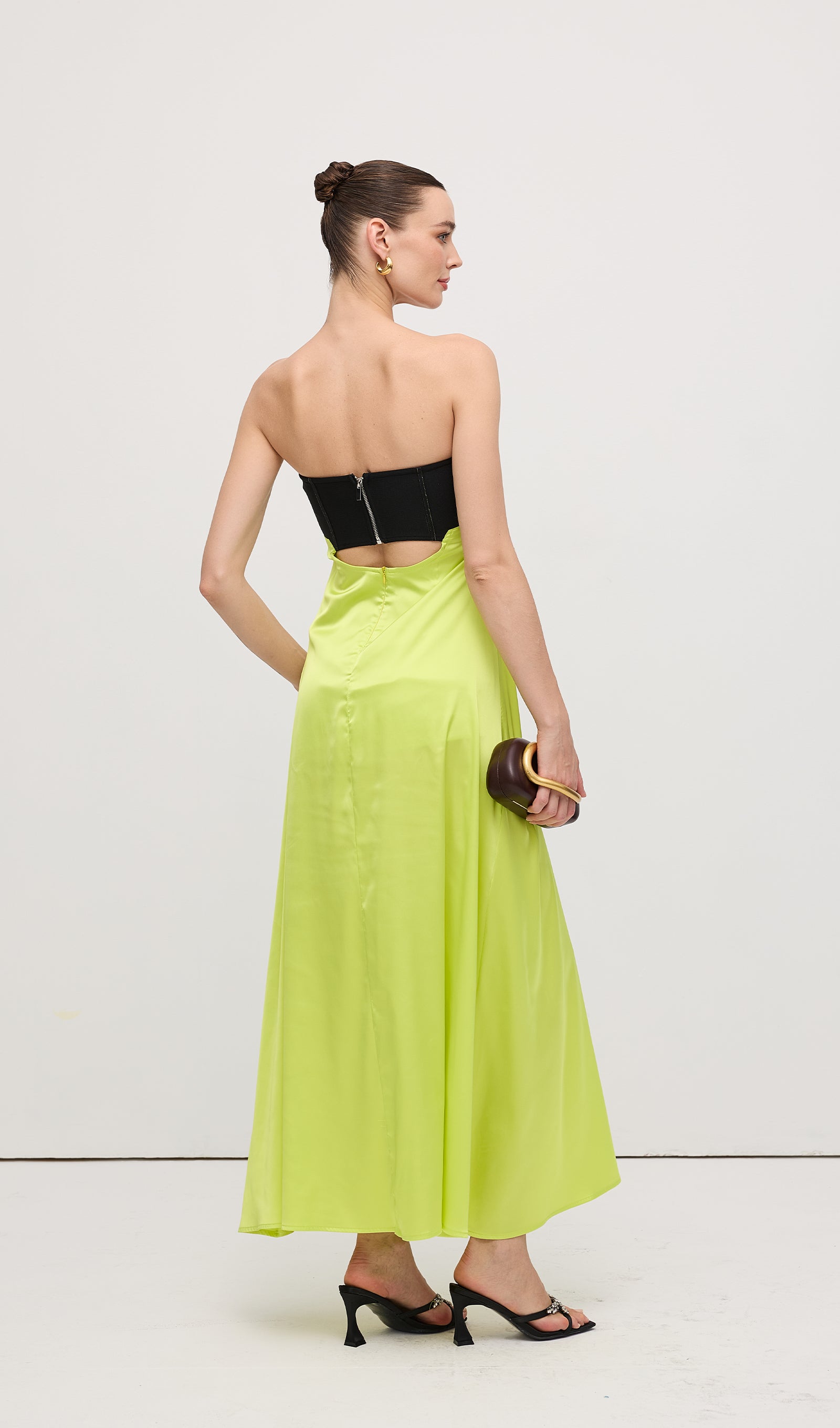 Corsetry Inspired Strapless Maxi Dress