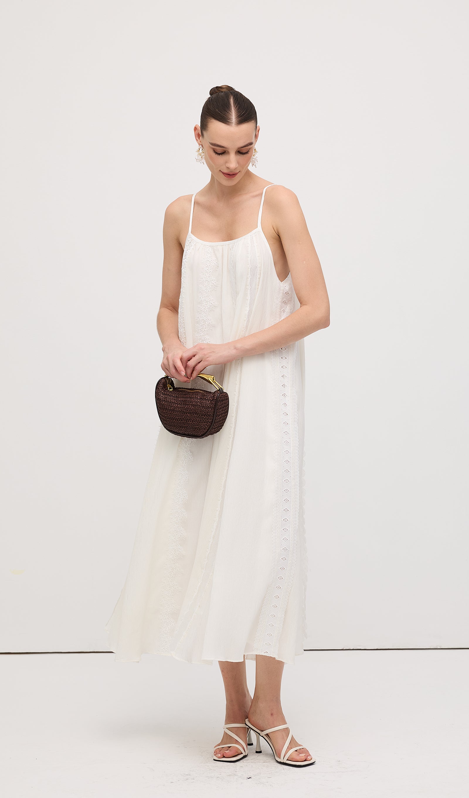 Embroidered Cotton And Linen Midi Dress