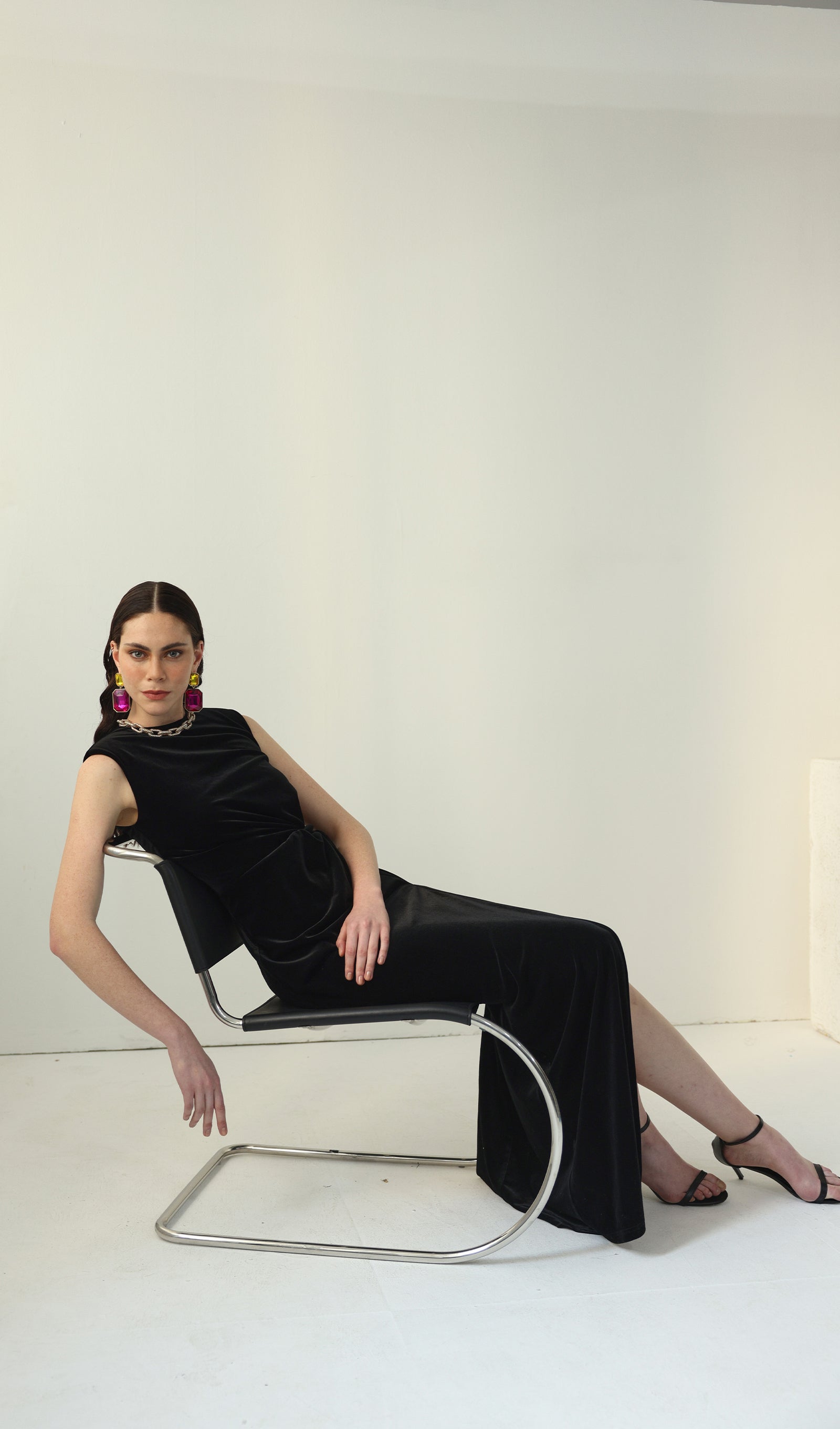 Embellished Velvet Split Maxi Dress