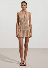 Open Back Mini Dress In Diamond Sand