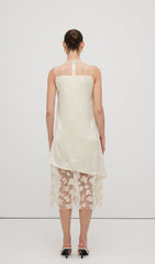 Solid Mesh Stitching Sleeveless Midi Dress