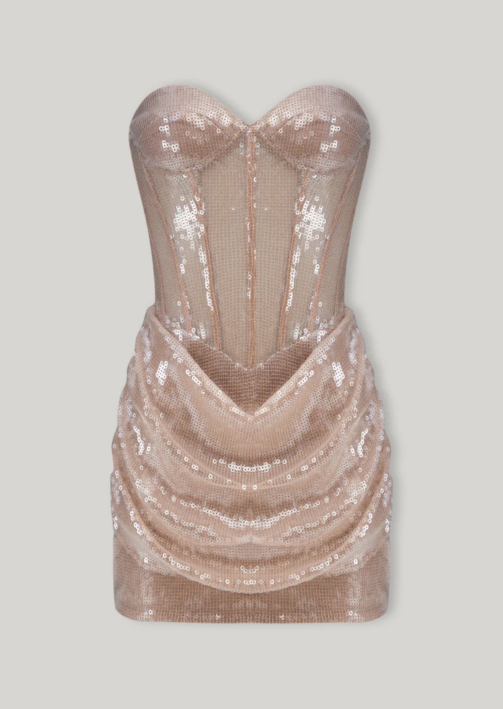 Pamela Gathered Sequined Corset Mini Dress