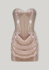 Pamela Gathered Sequined Corset Mini Dress