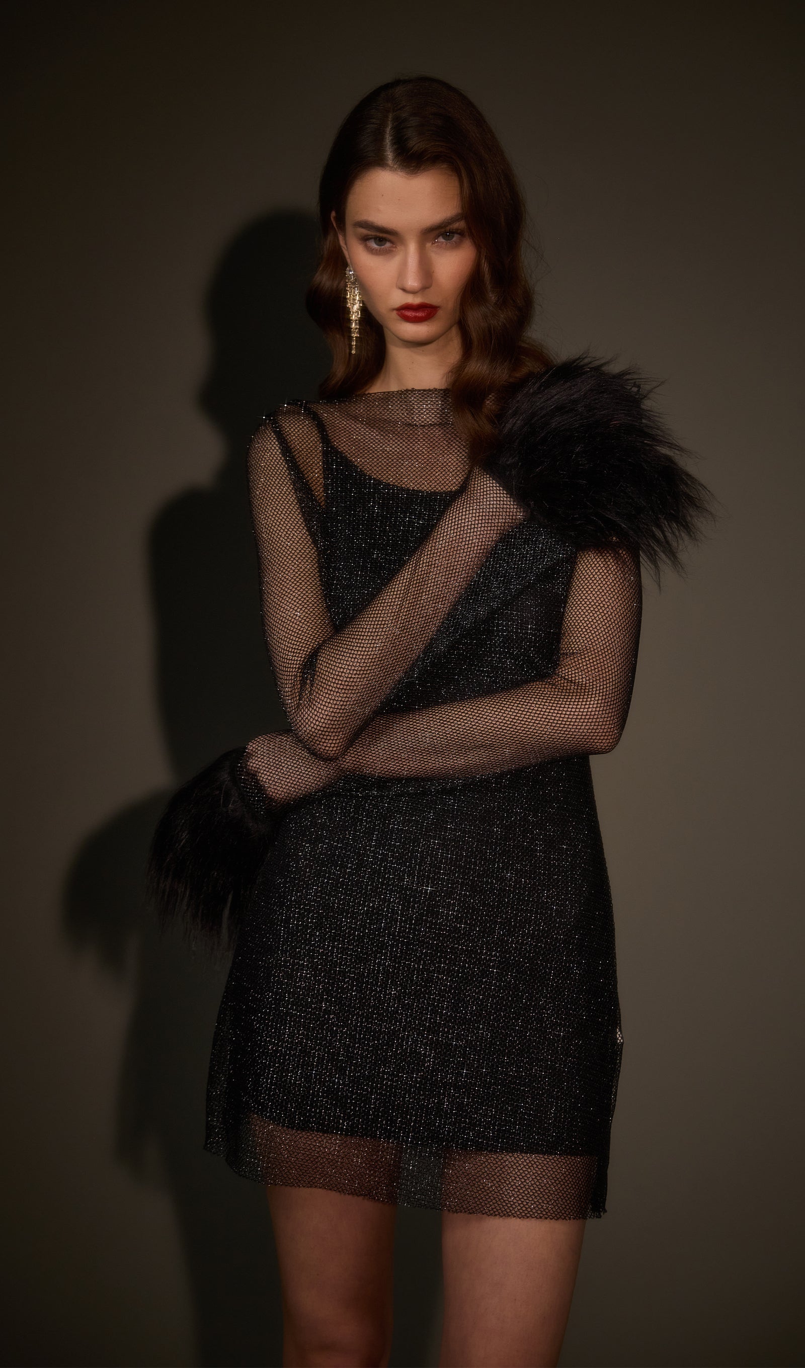 Sheer  Mini Dress in Black