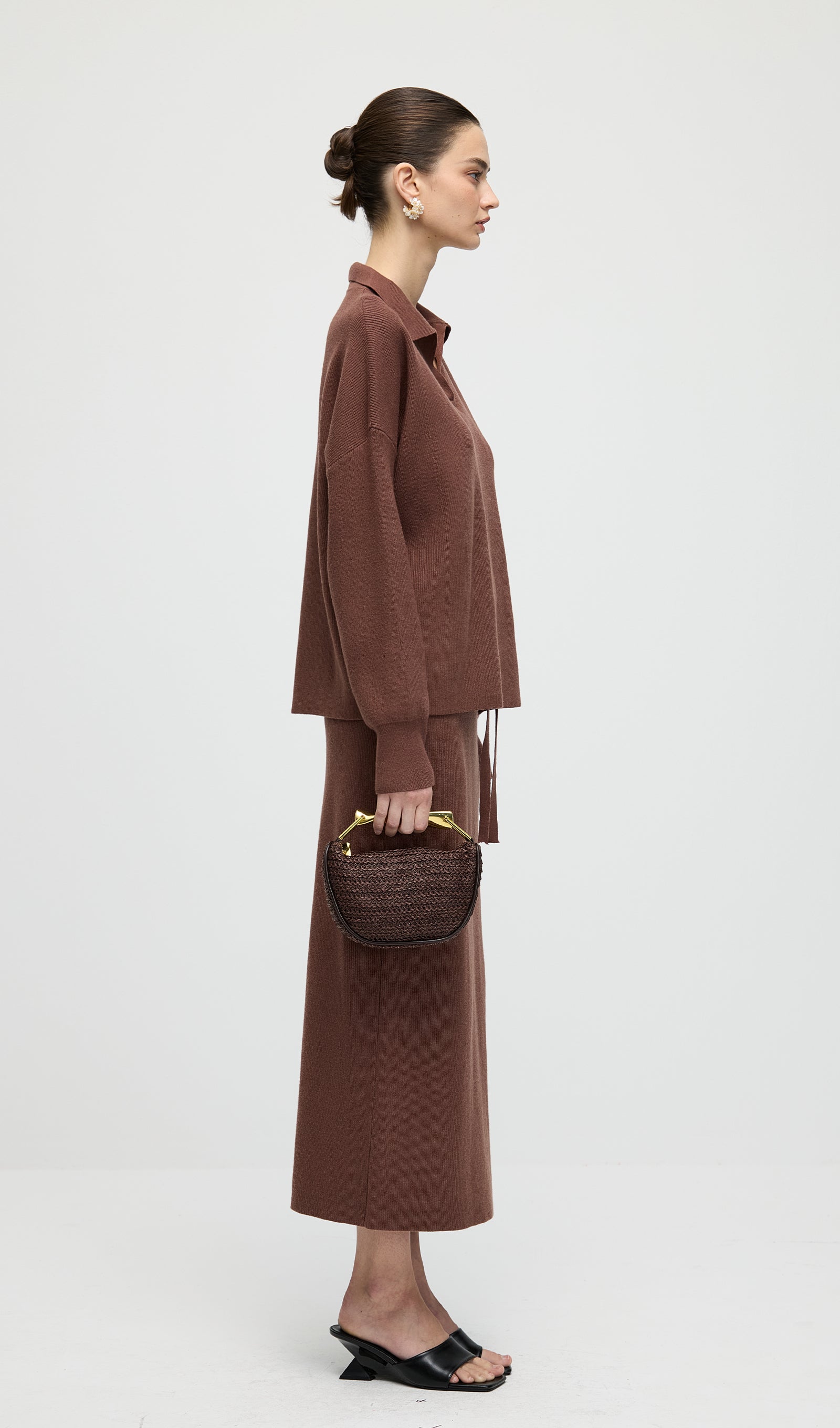 Knitted Long Sleeve Top & Midi Dress Set