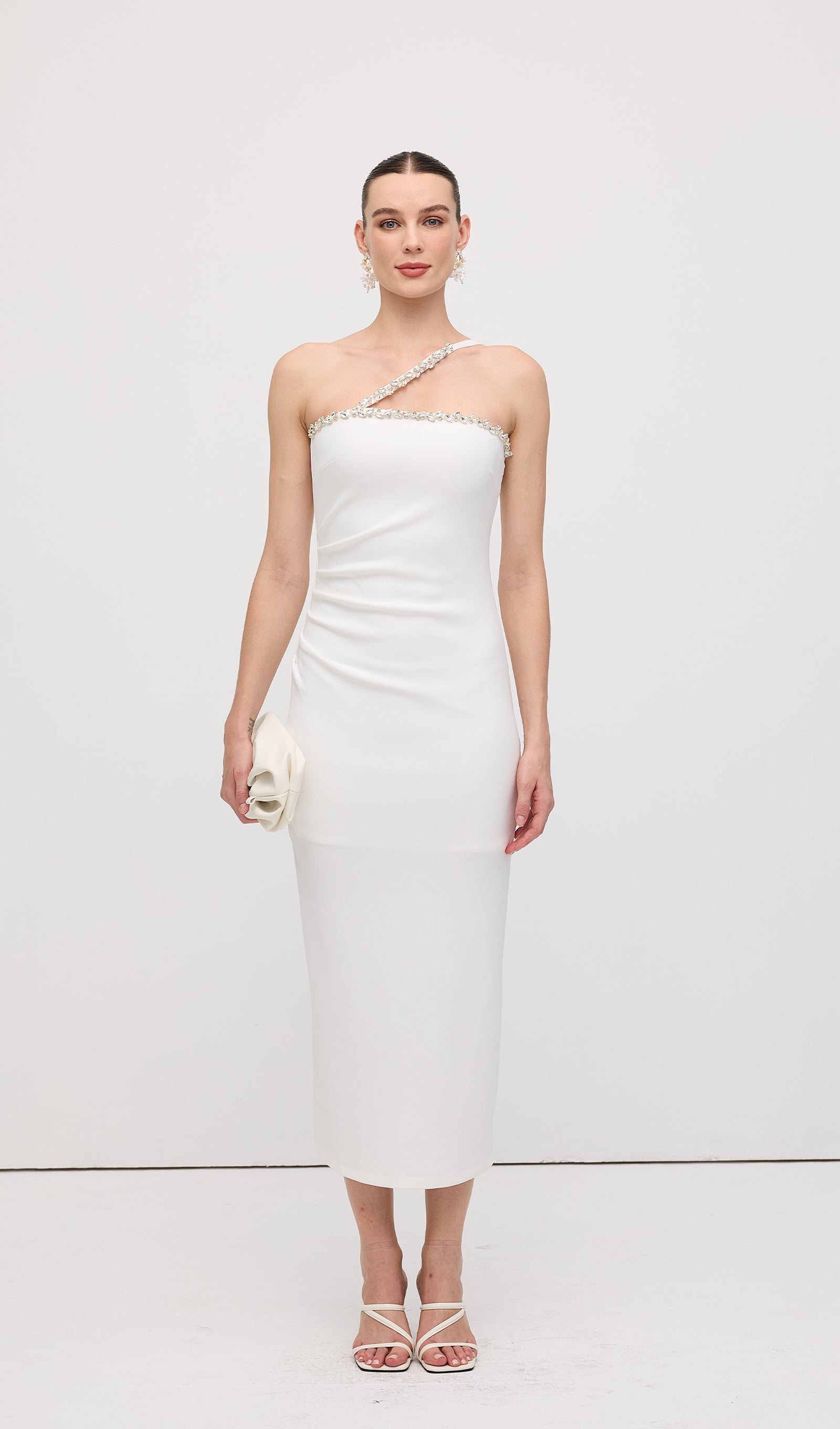 Diamond Chain Off Shoulder Midi Dress