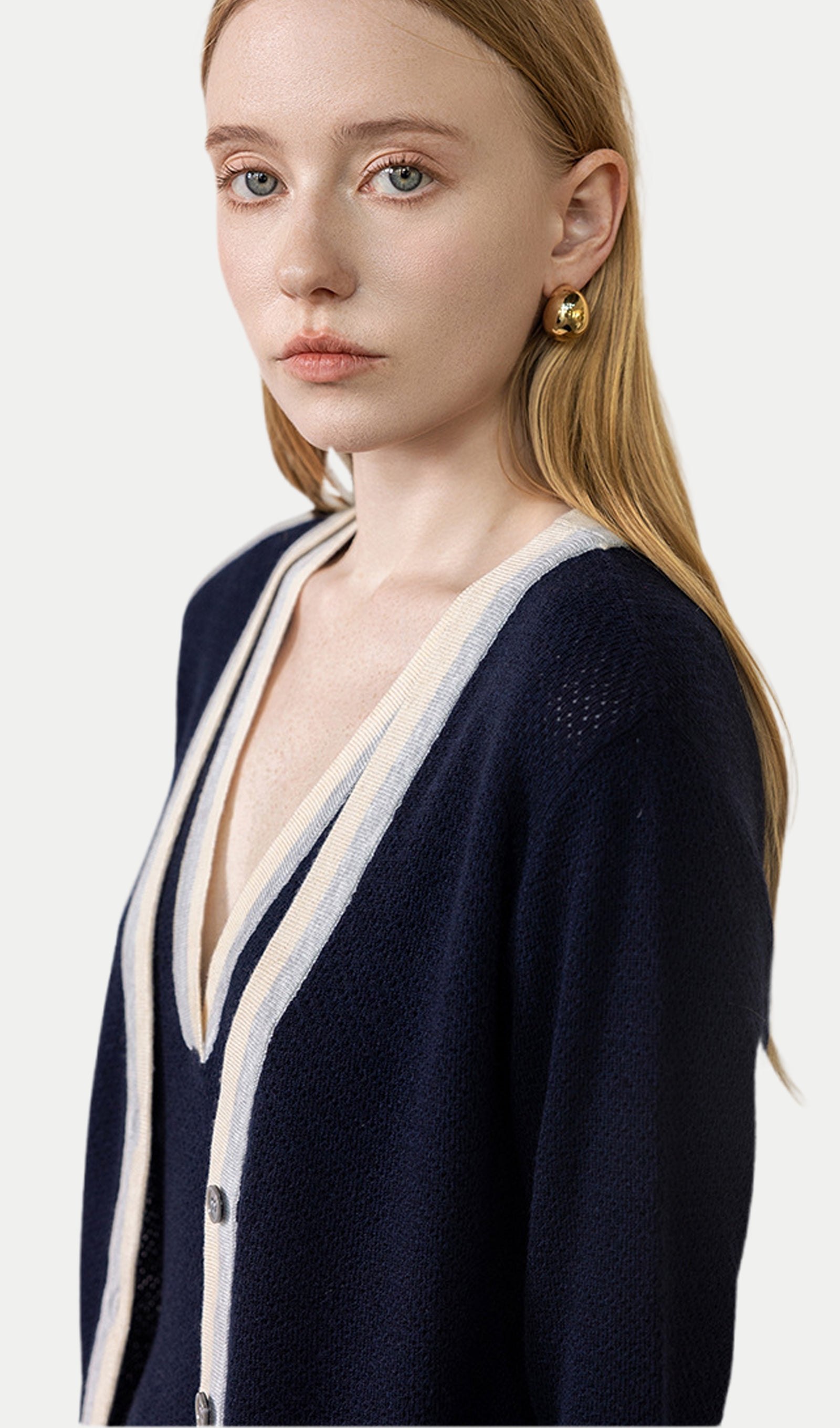 V Neck Color-Blocked Dress & Cardigan Set