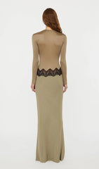 Open Twist Lace Maxi Dress In Eucalypt Black