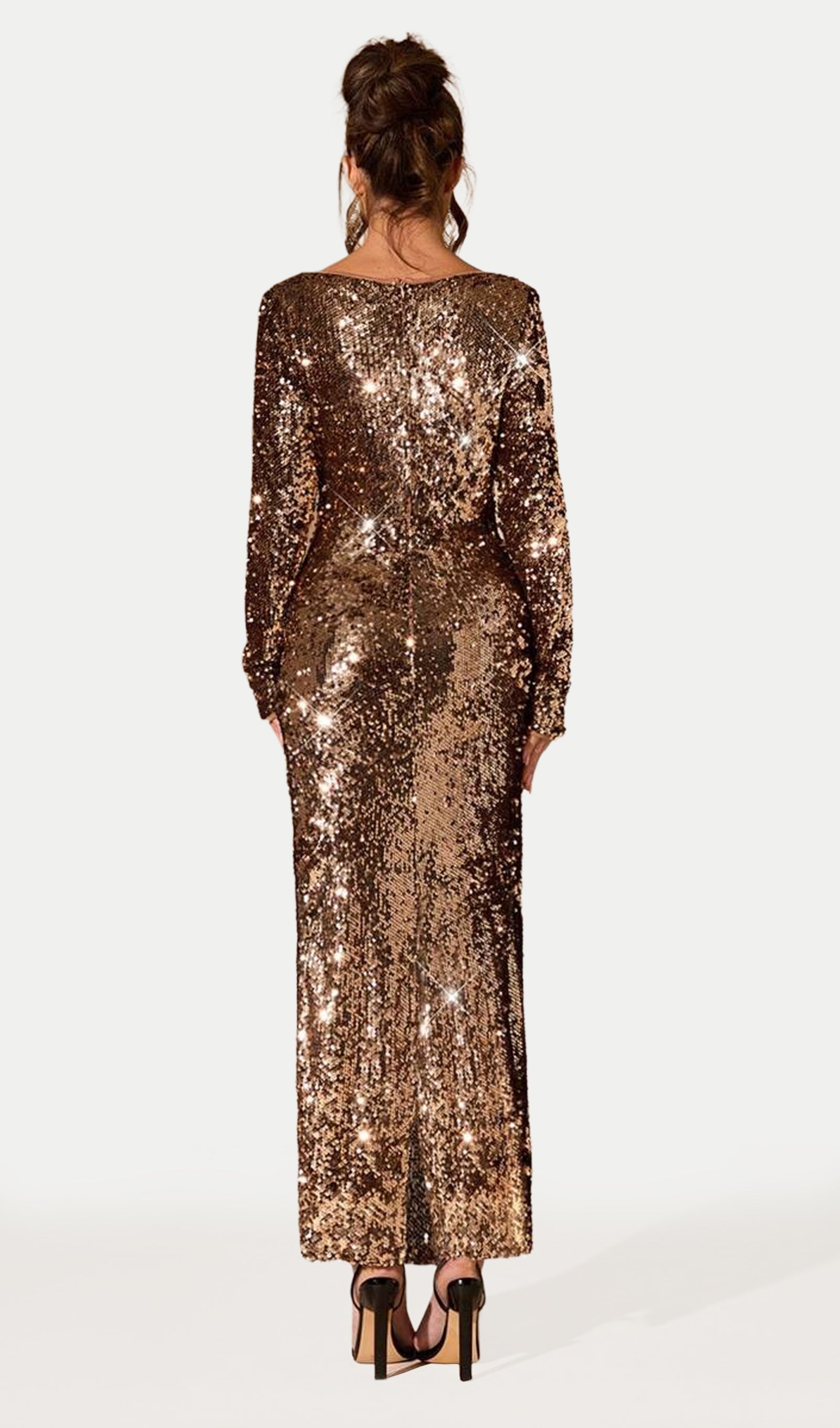 Sequined Tie-Up Fitted Midi Dress