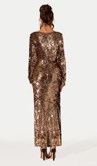 Sequined Tie-Up Fitted Midi Dress