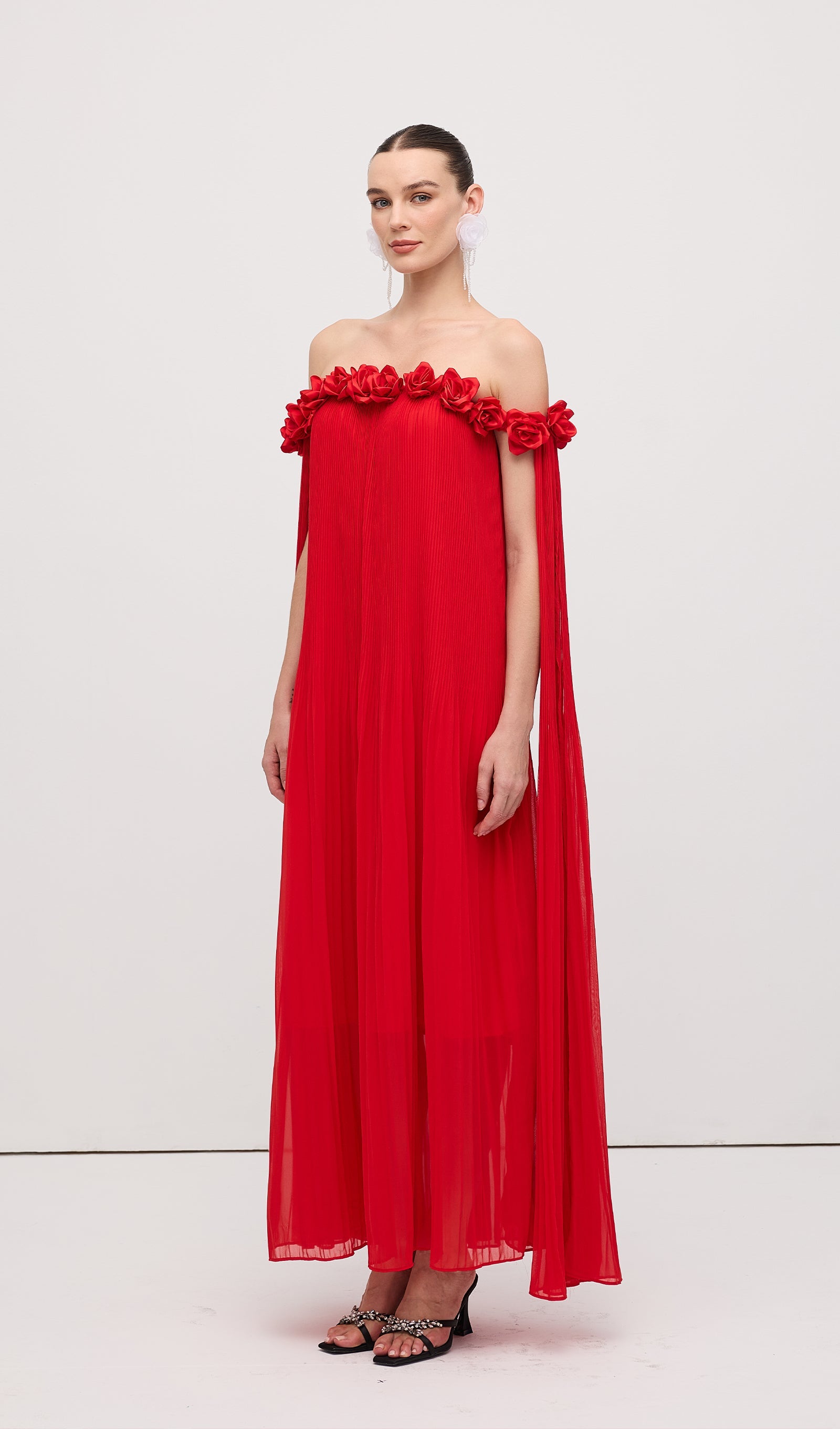 Off Shoulder Draped Maxi Dress