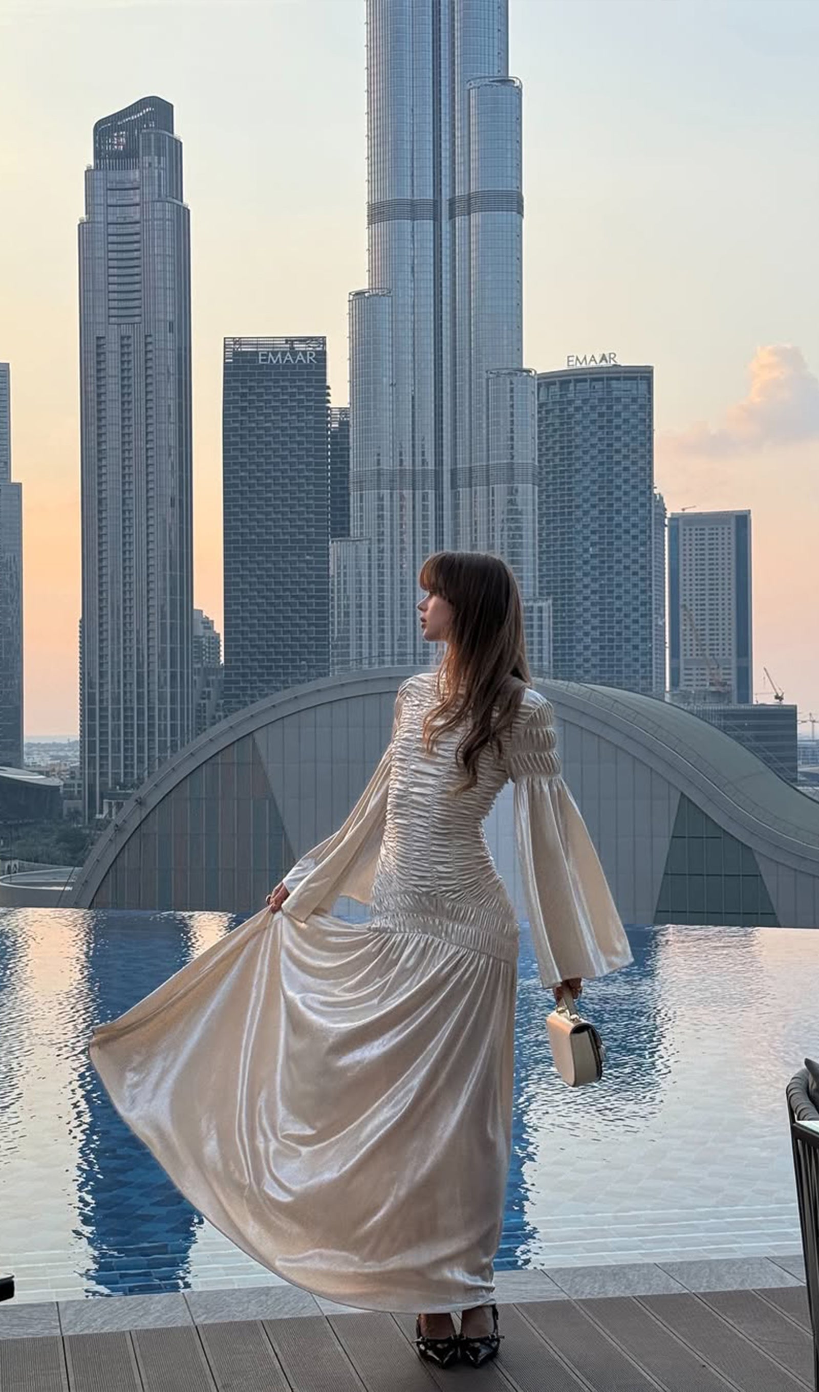 Metallic Elasticated Gathers Maxi Dress