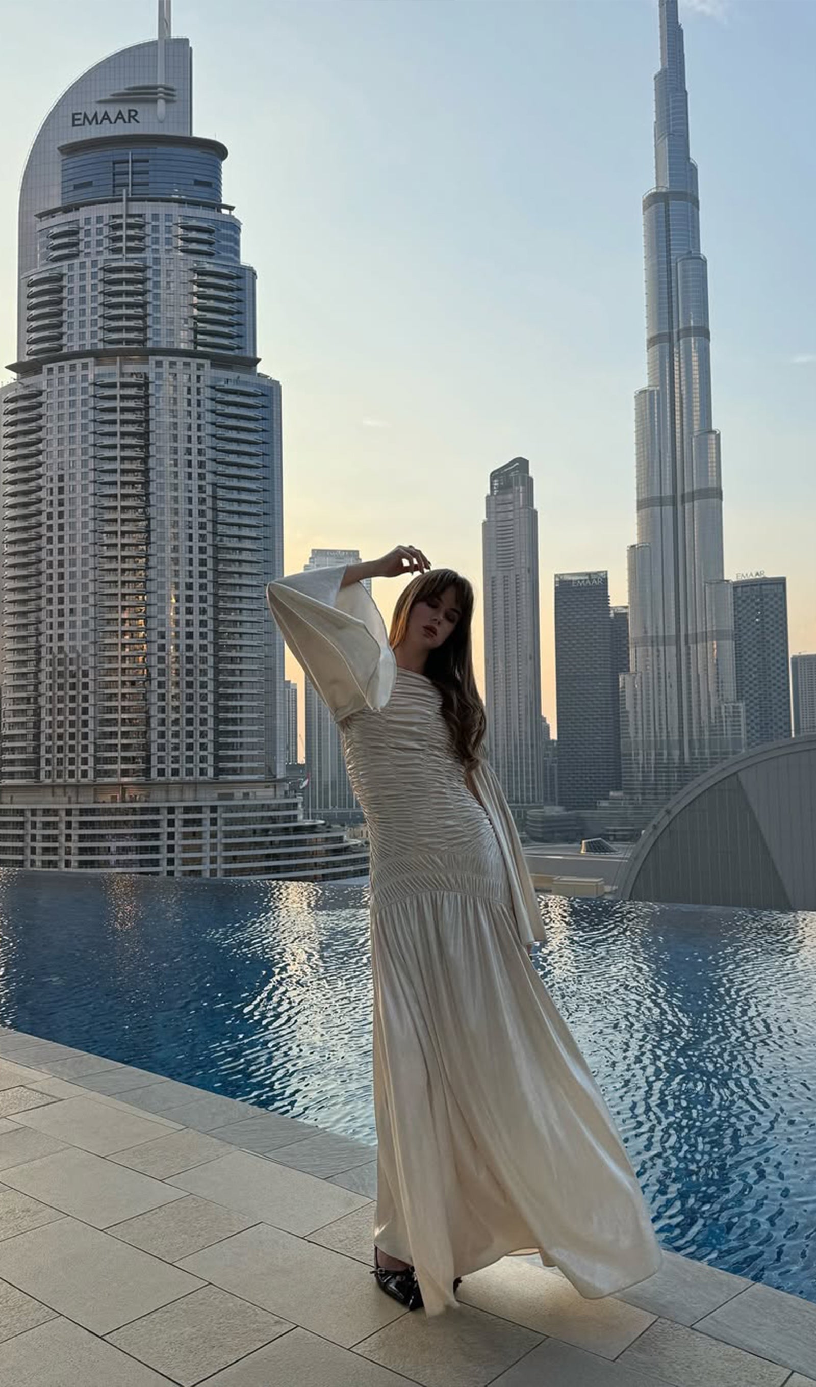 Metallic Elasticated Gathers Maxi Dress