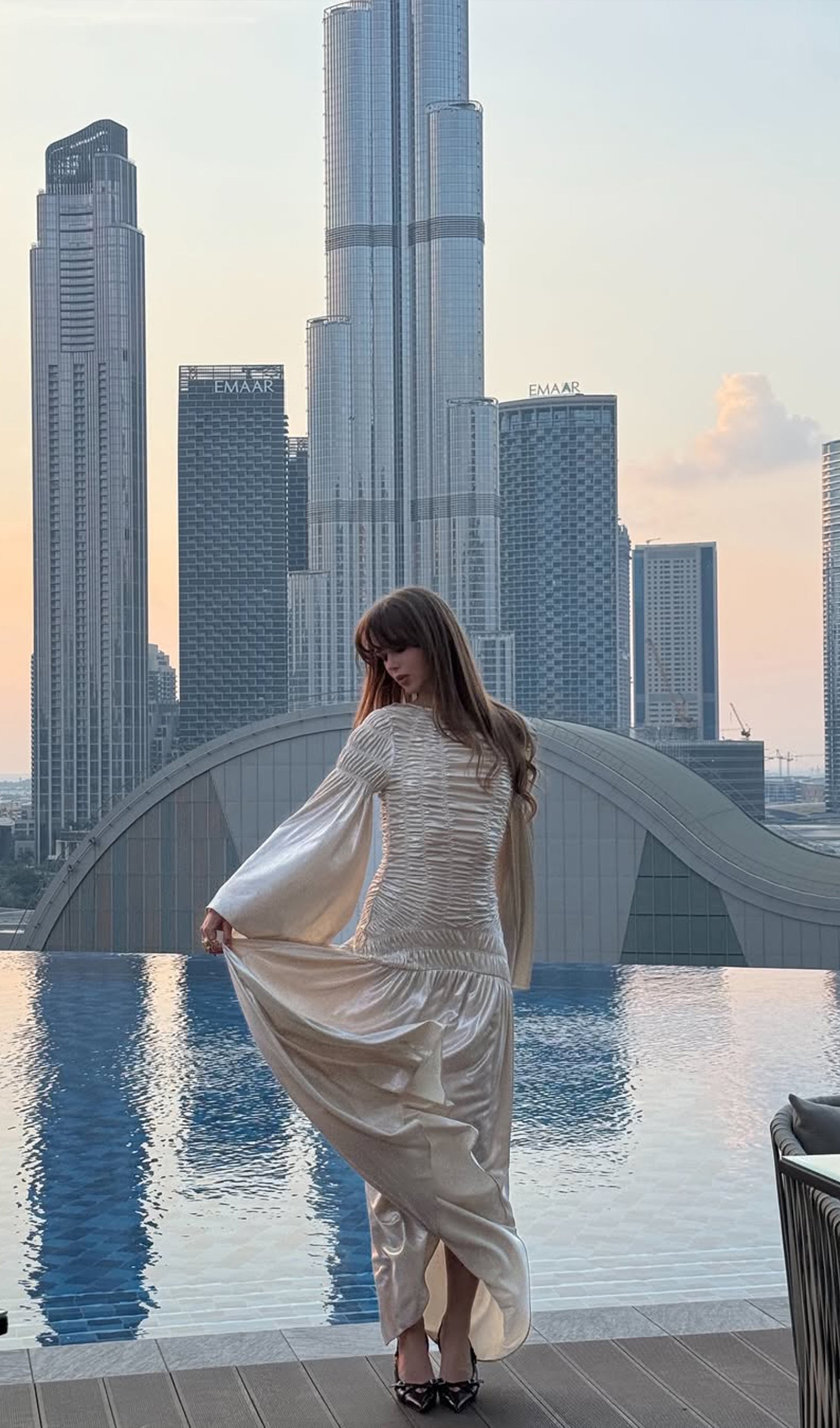 Metallic Elasticated Gathers Maxi Dress