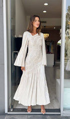 Metallic Ruffled Maxi Dress