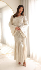 Metallic Ruffled Maxi Dress