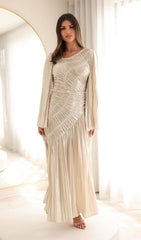 Metallic Ruffled Maxi Dress