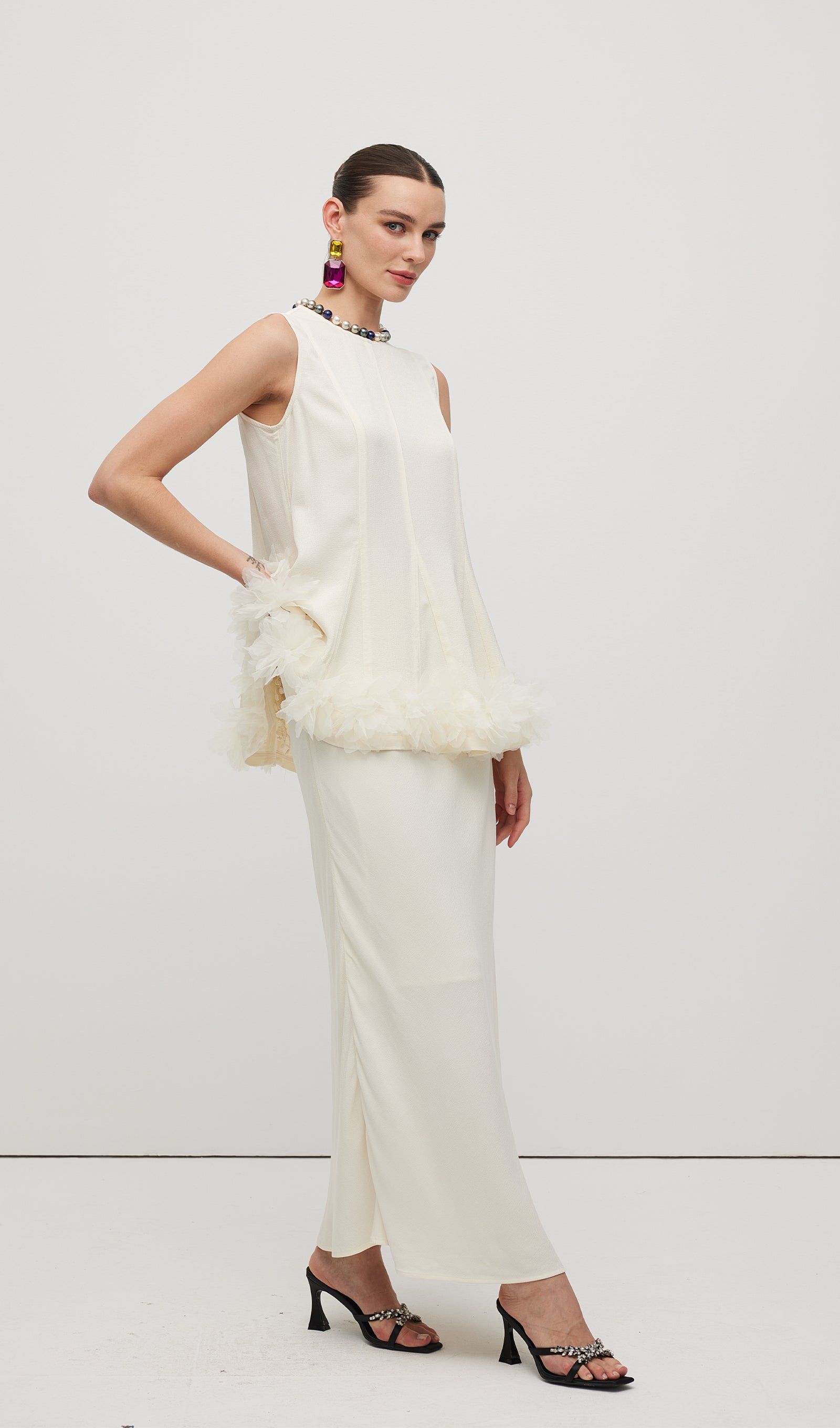 Sleeveless Ruffle Maxi Dress Sets