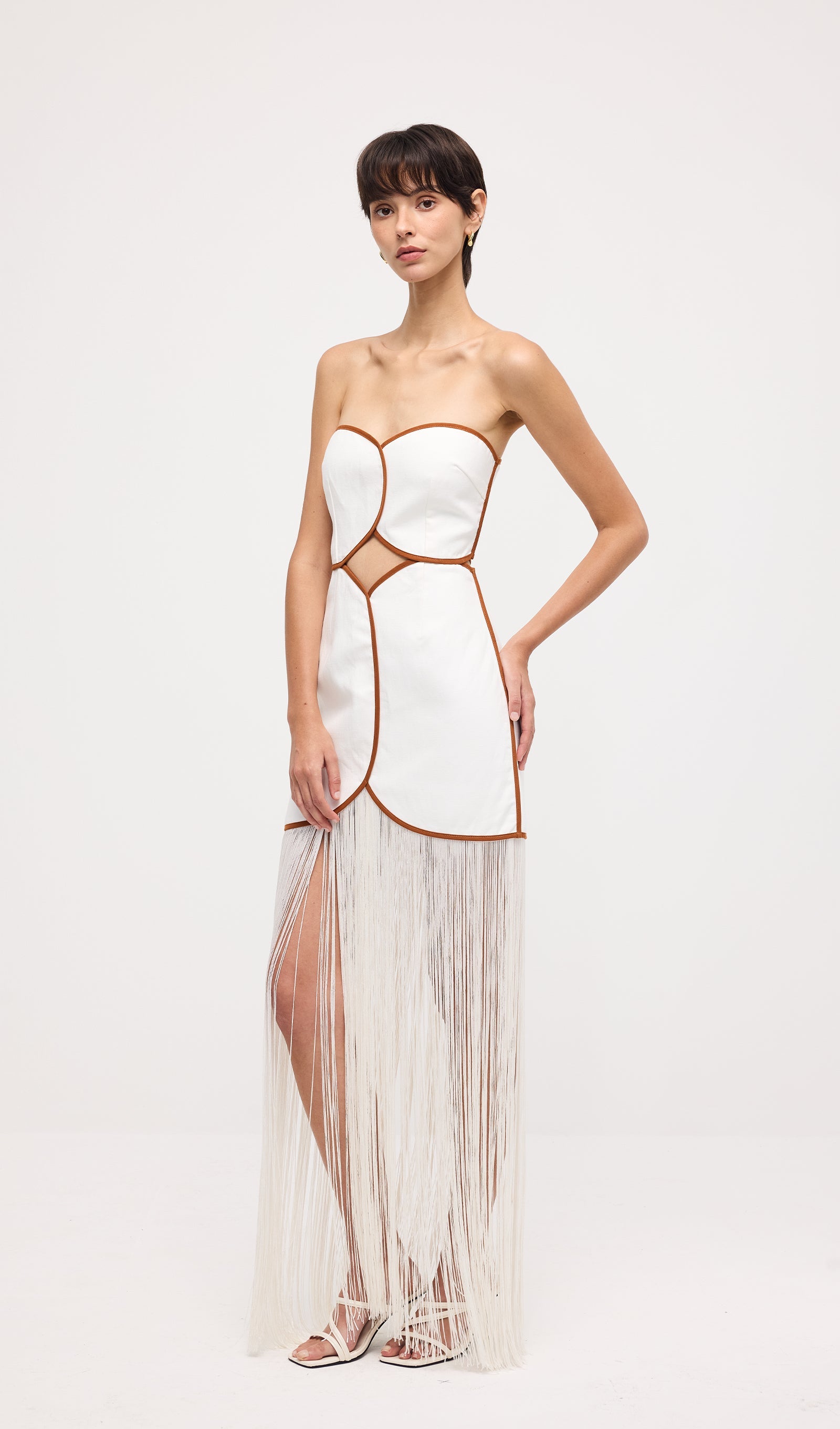 Tassel Off Shoulder Hollow Out Maxi Dress