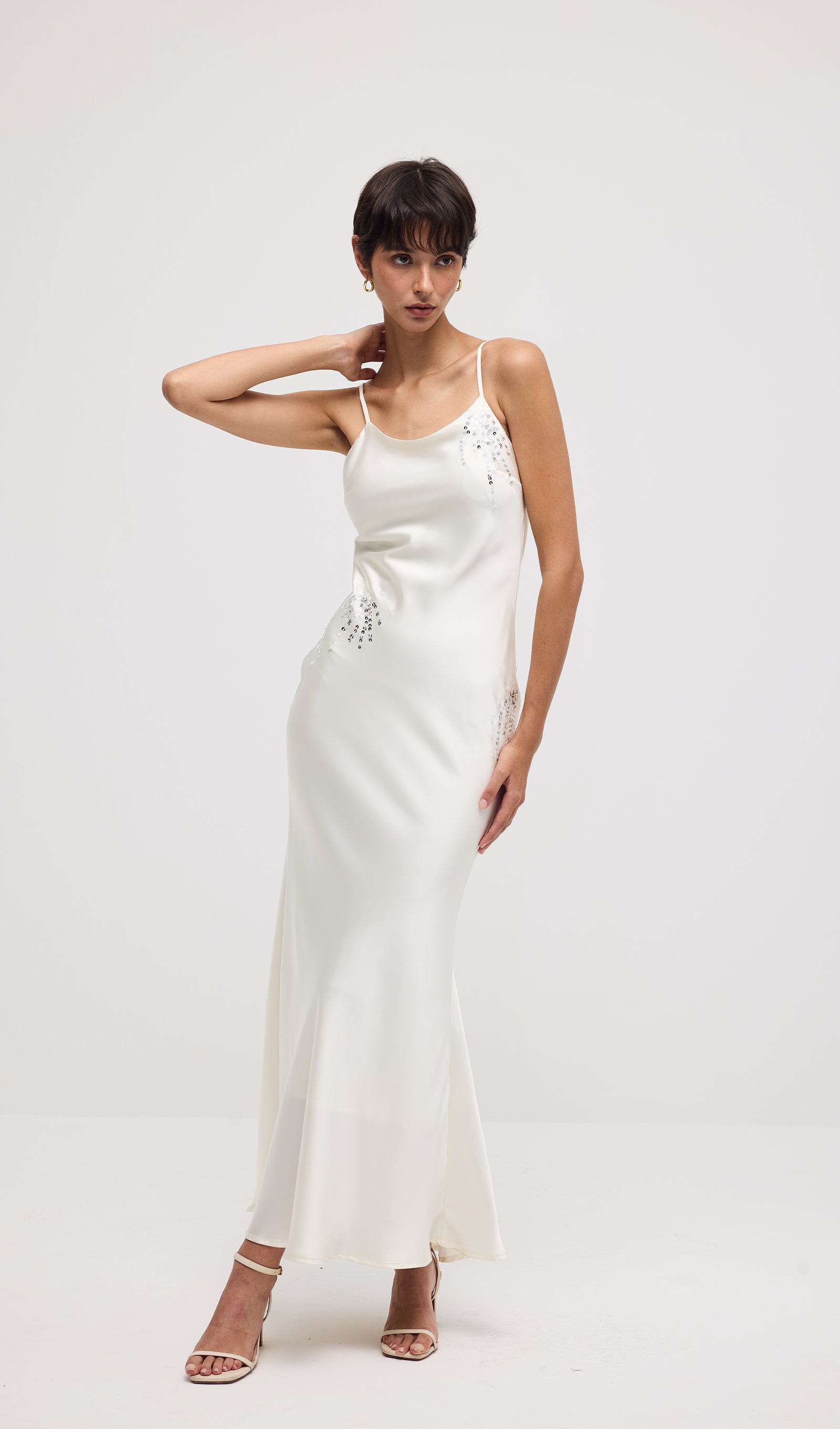 Solid Satin Sleeveless Maxi Dress
