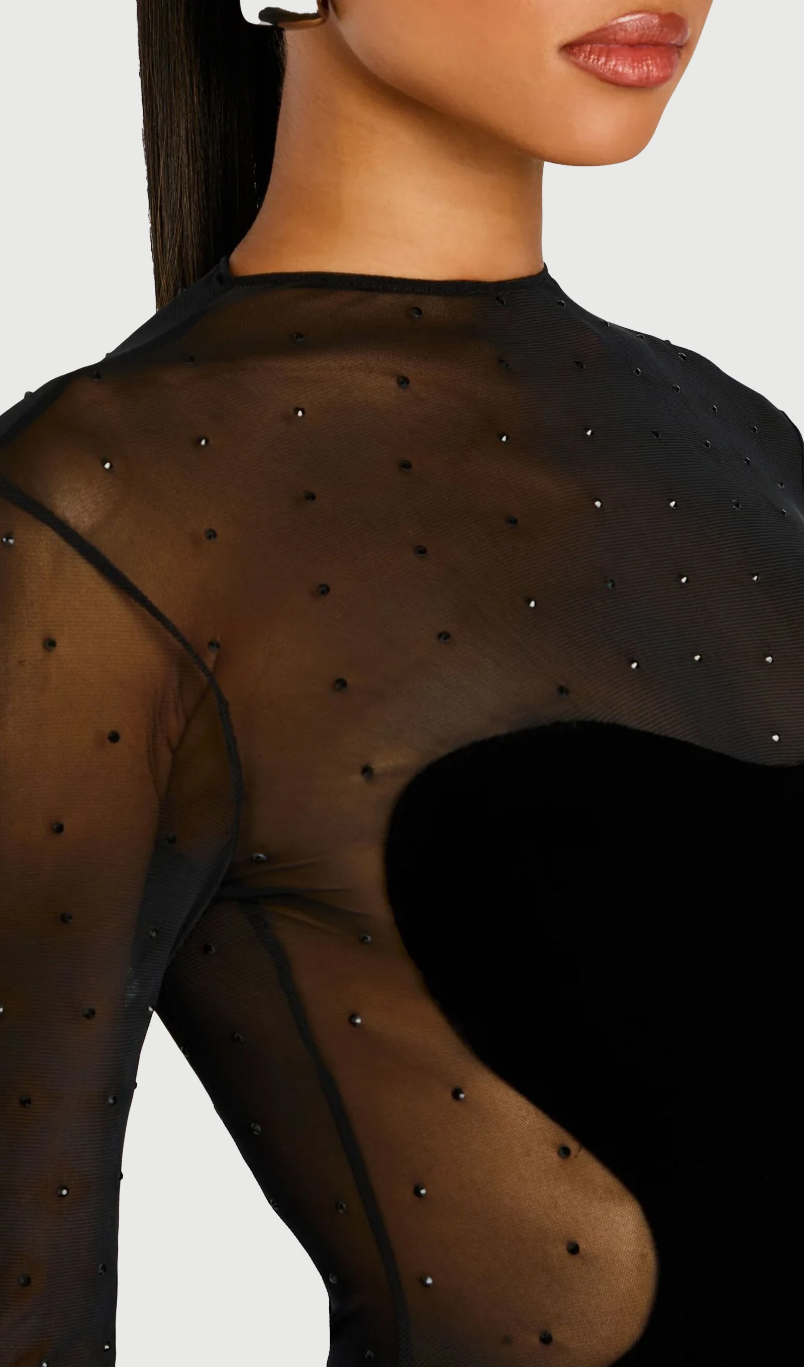 Mesh Patchwork Velvet Mini Dress