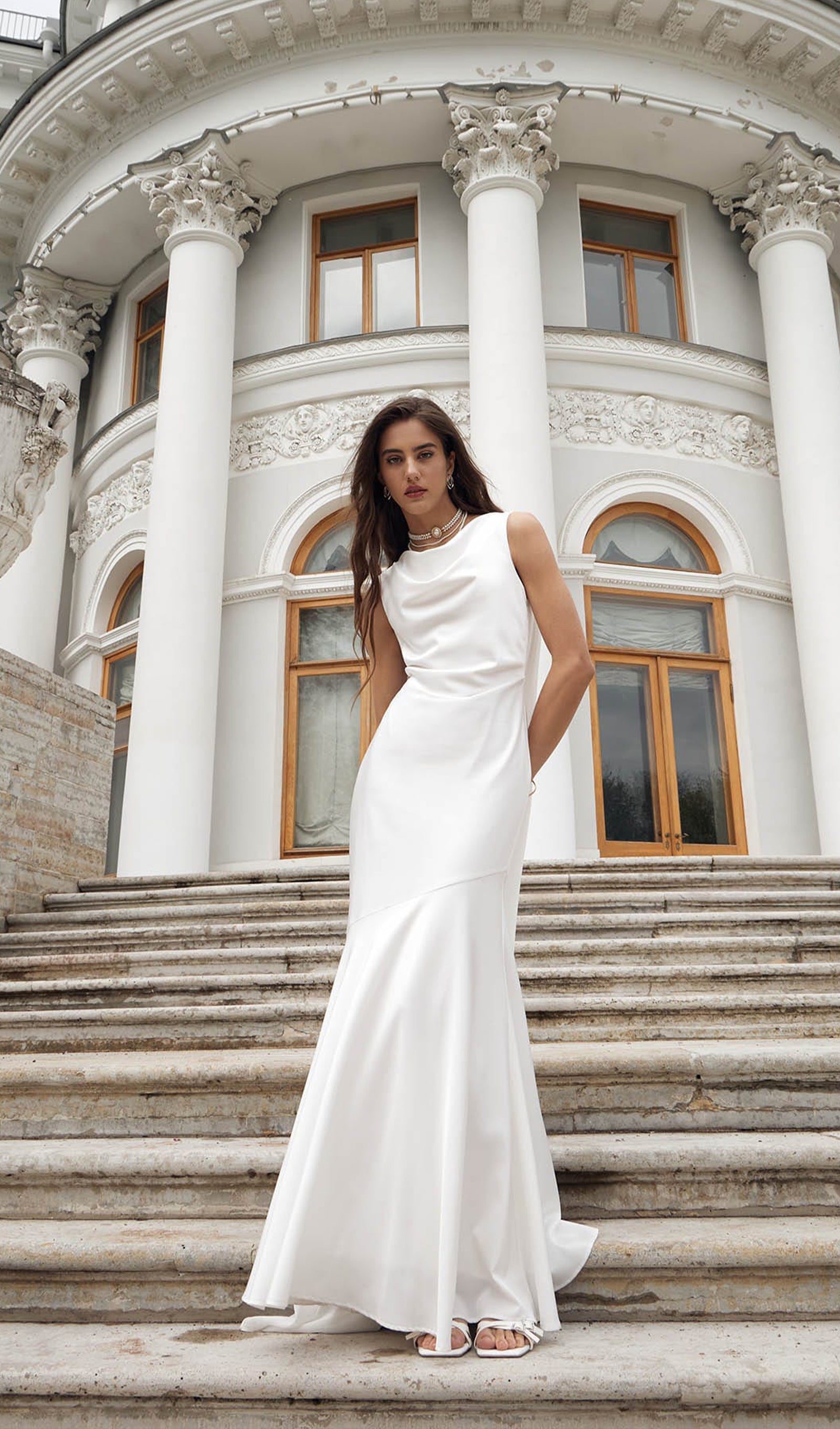 Solid Satin Flared Maxi Dress