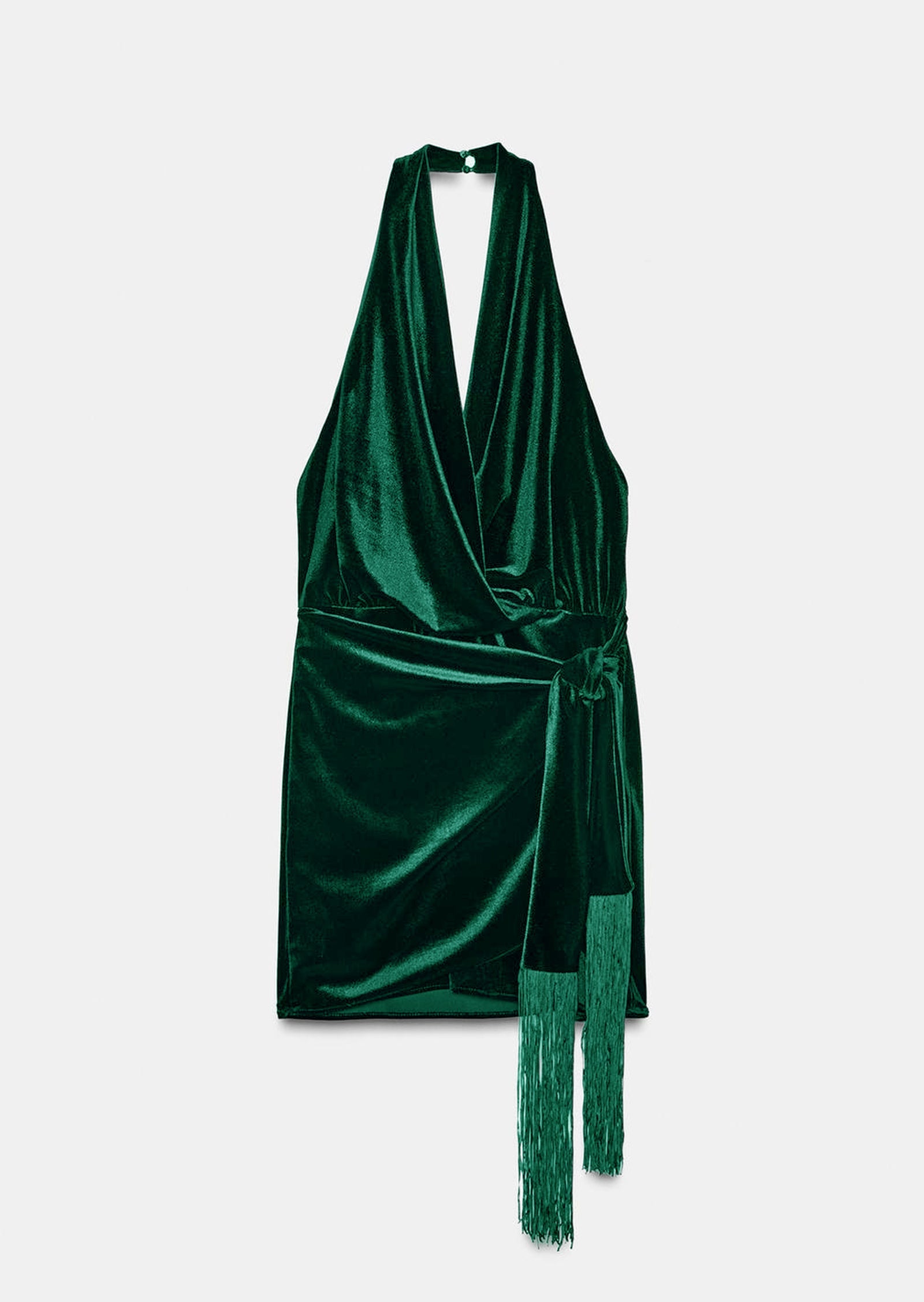 Tassel Embellished Velvet Mini Dress