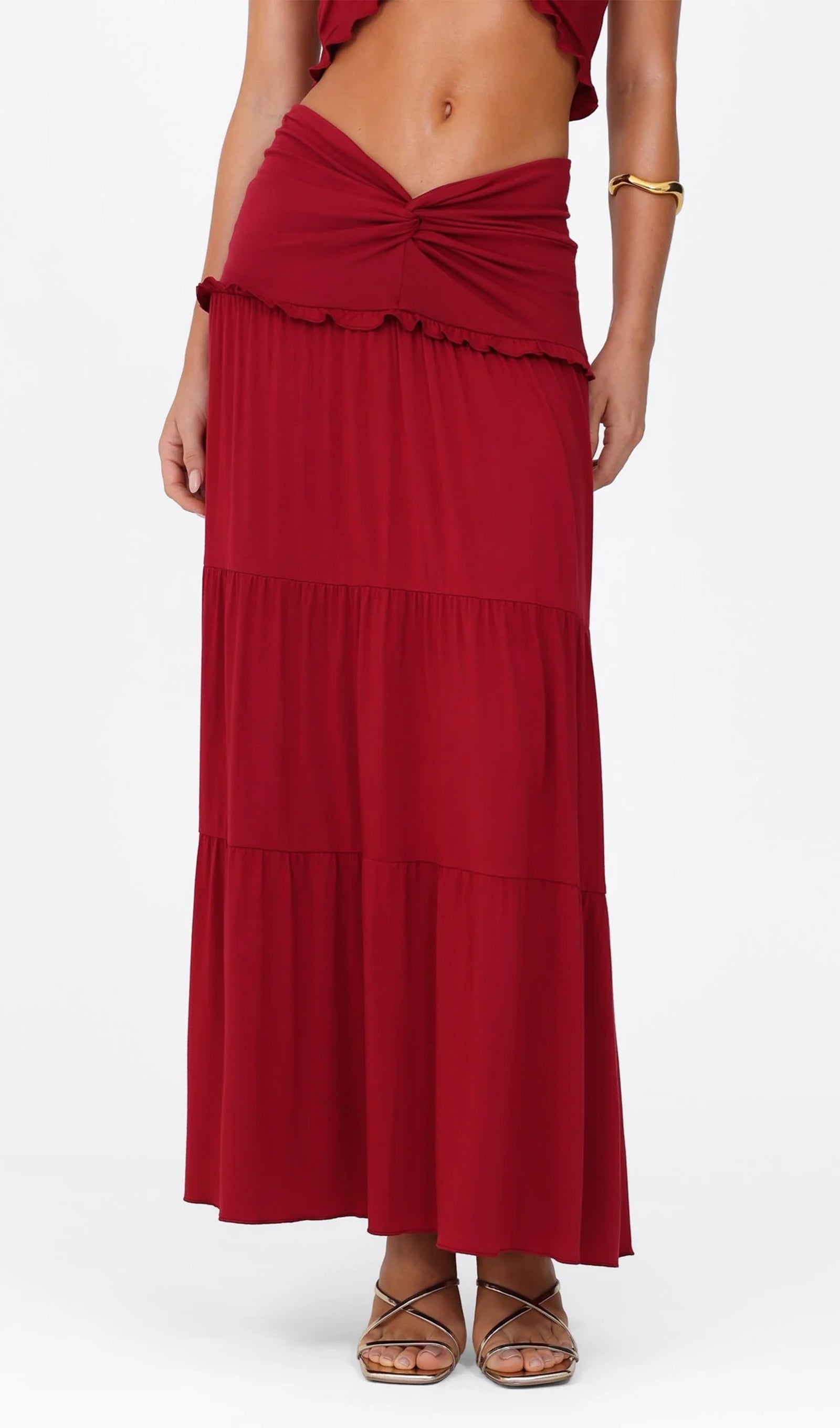 Halter Top & Twist Ruffled Maxi Skirt Sets