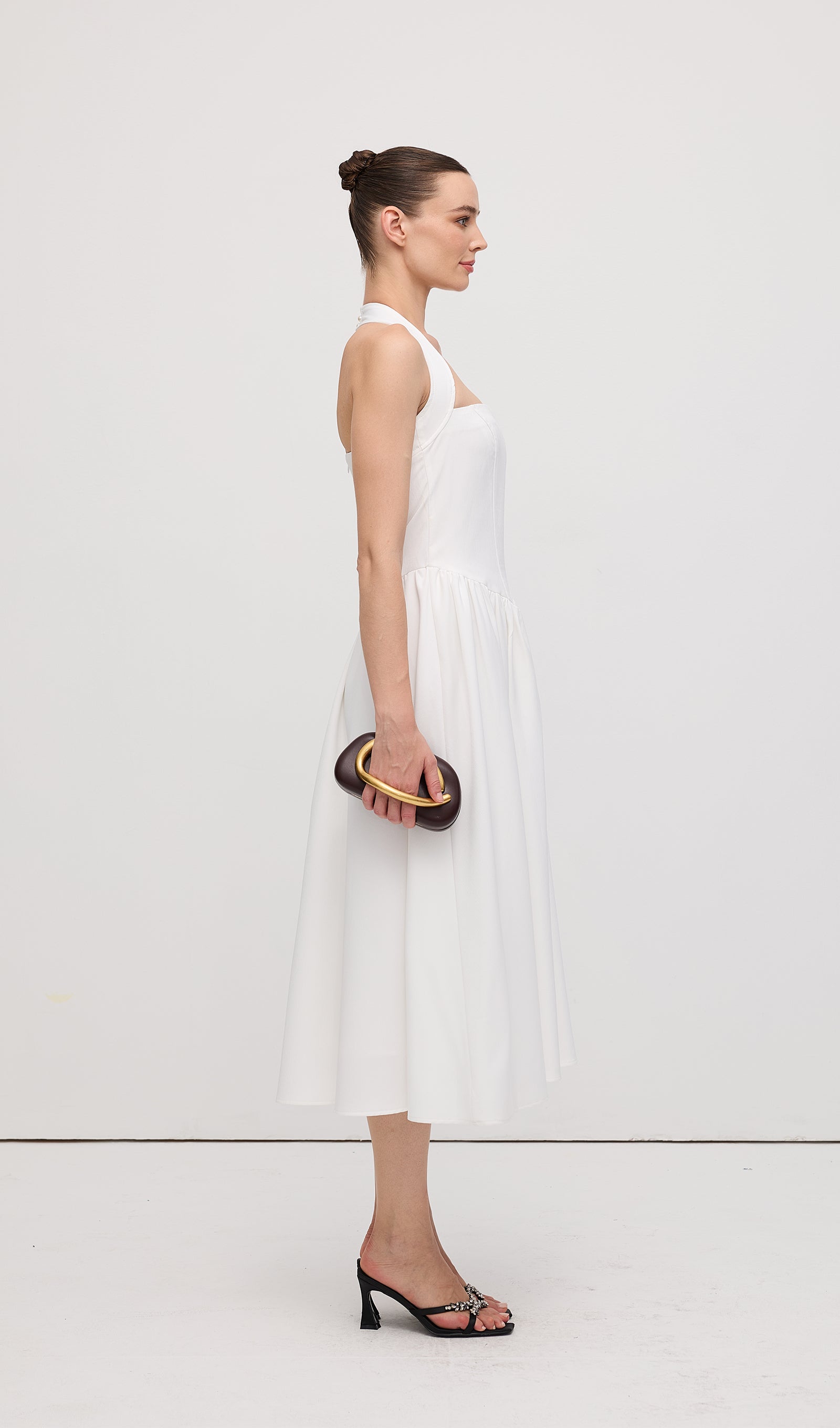 Solid Halter Midi Dress