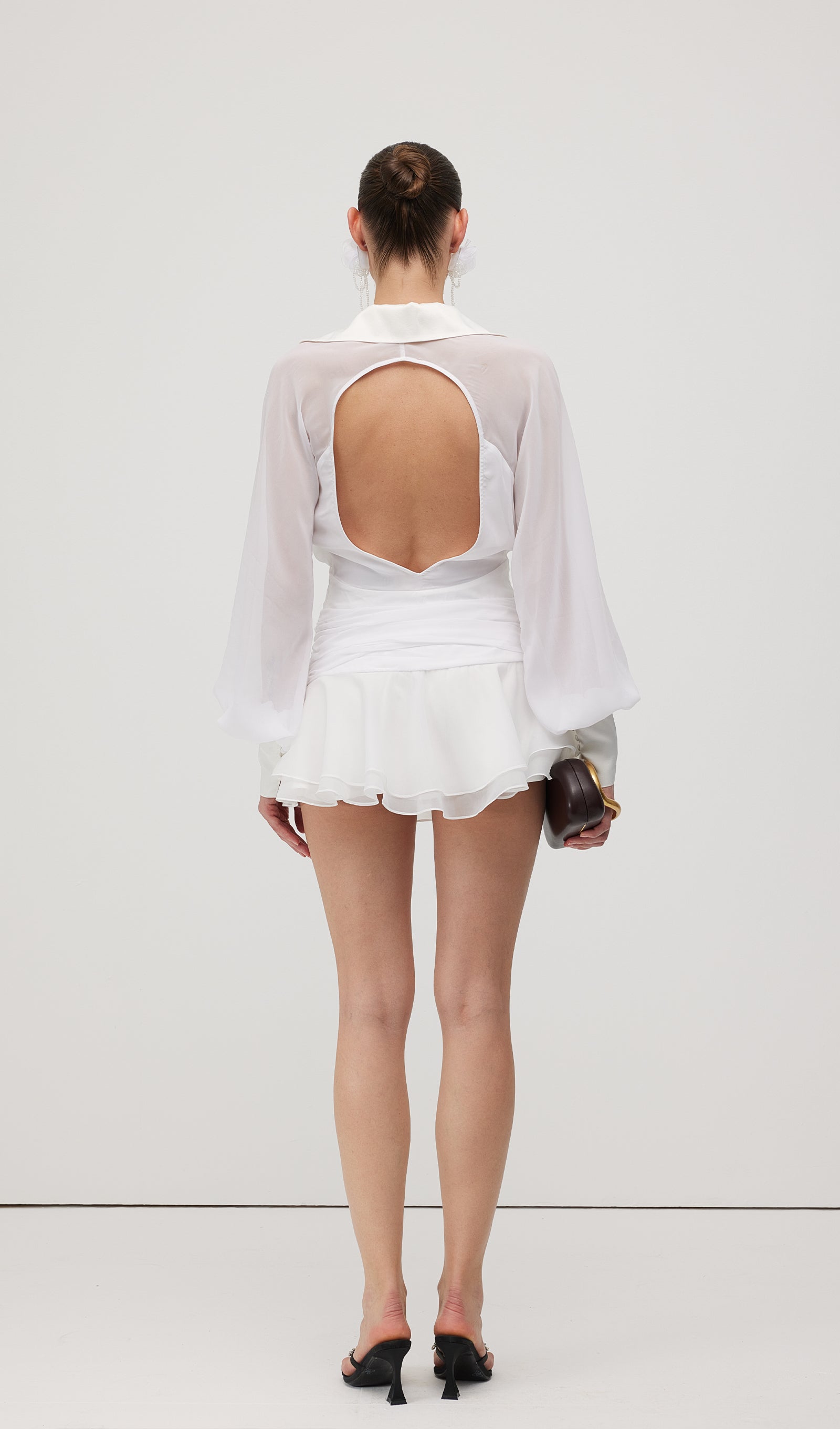 Solid Lantern Sleeve Mini Dress