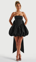 Lotus Mini Dress With Bow In Black