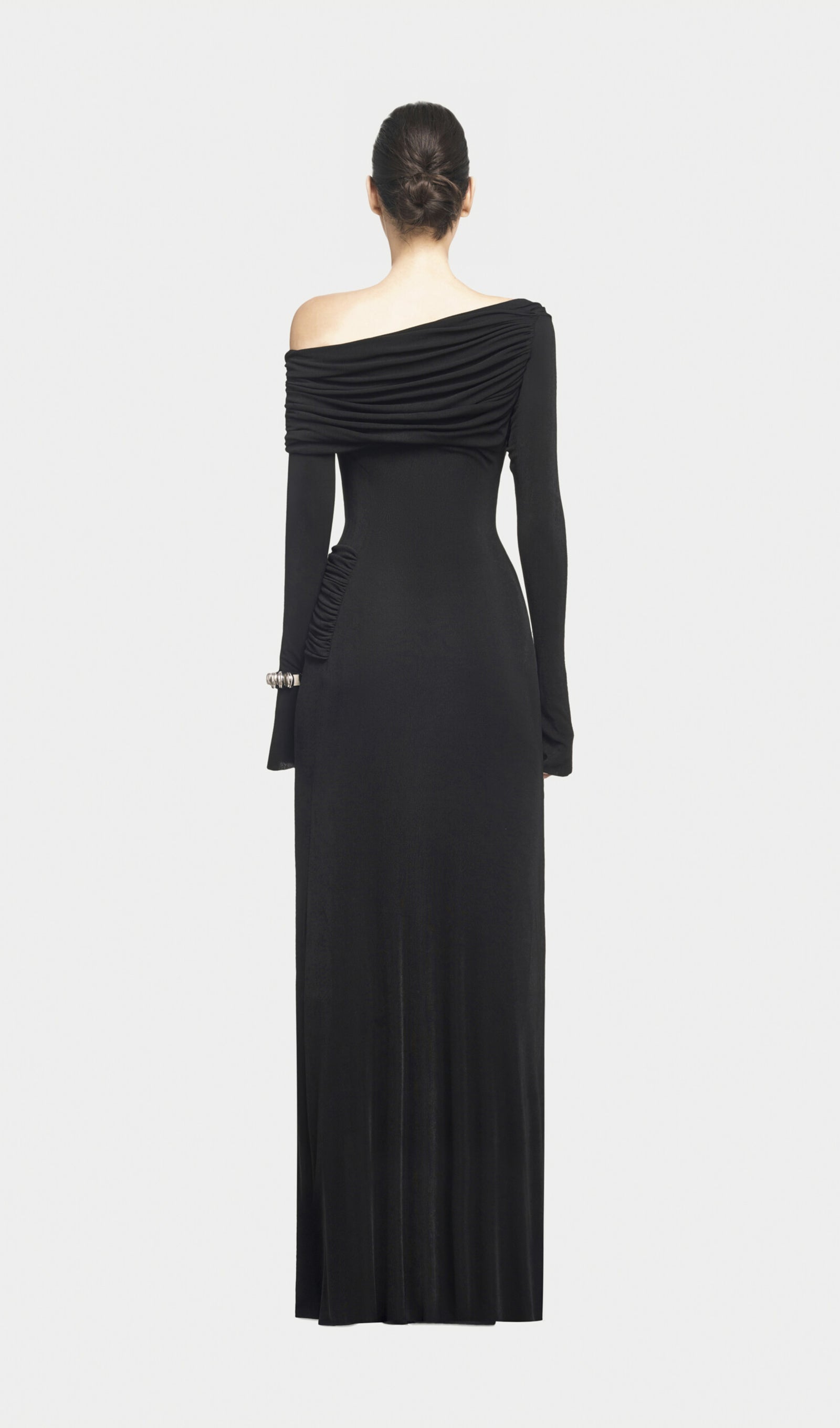 Single Jersey Knit  Draped Maxi Dress