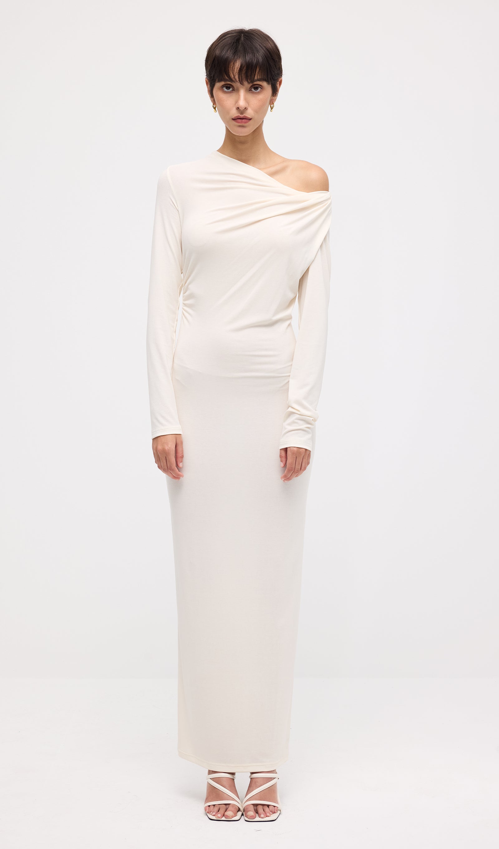 Draped Twist Knit Maxi Dress