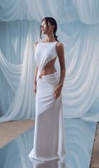 Draping And Shell Decorations Maxi Dress